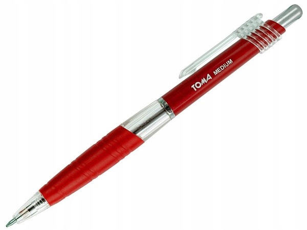 Školní Propiska Grip 816 Červená náplň Pera Fixy Toma 24 Kusů