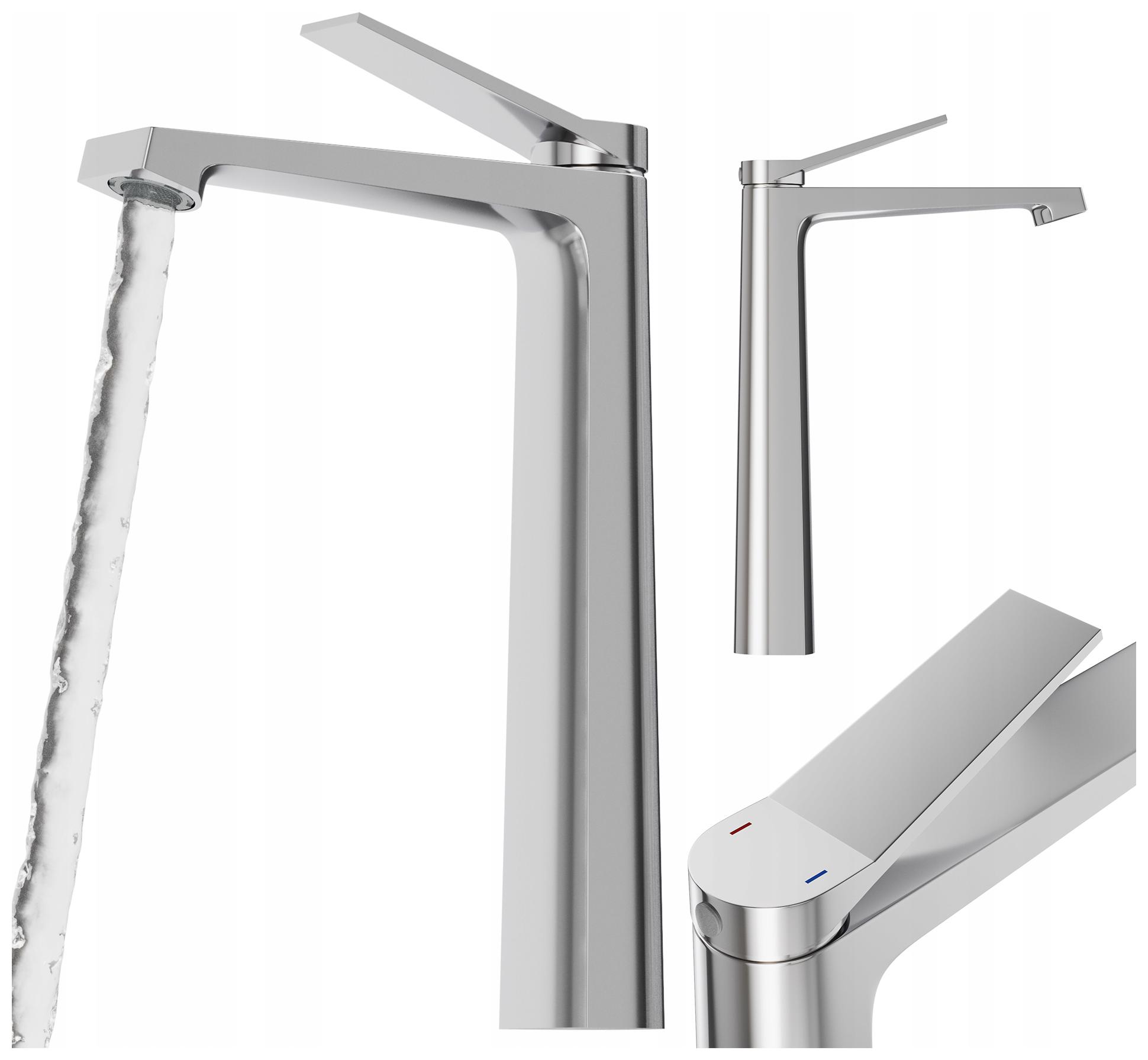 Umyvadlová Baterie Stříbrná Vysoká Koupelnová Mosazná Chrom Baterie Selva