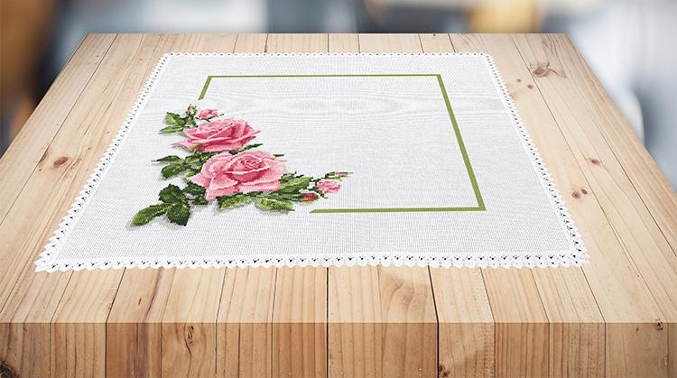 Křížková výšivka Sada s mulinkou a ubrouskem