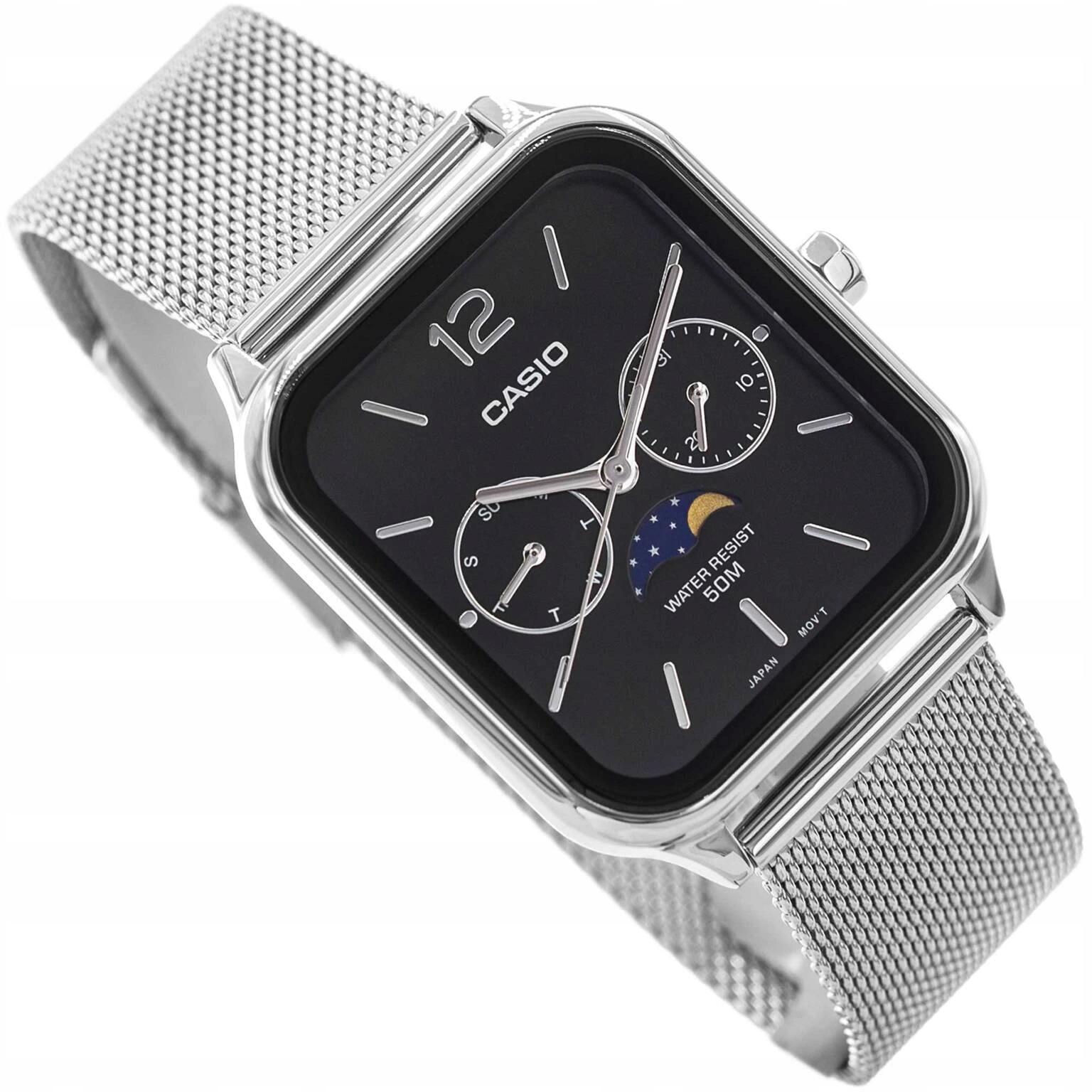 Pánské Hodinky Casio MTP-M305M-1AVER Stříbrné S Měsíčním Náramkem