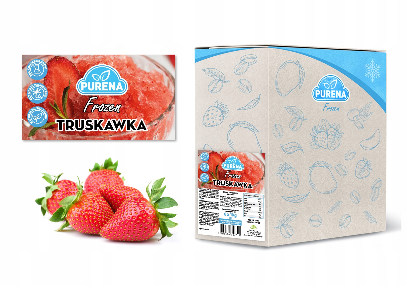 Baza do wyrobu deserów lodowych Truskawka Purena Frozen box 6x1kg