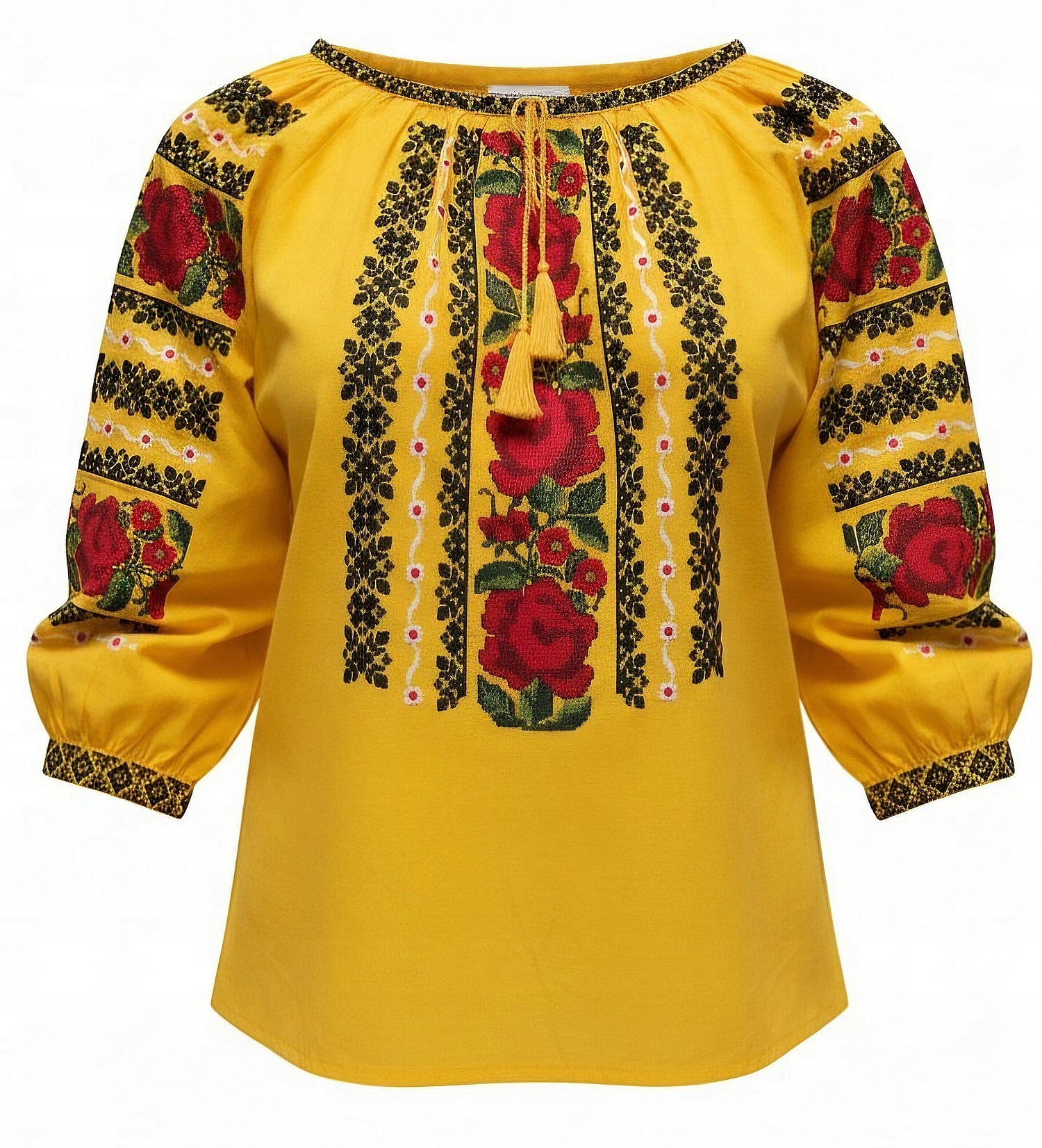 Košile Dámská bavlněná vázaná košile s vyšívanými vzory FolkStyle *3XL*