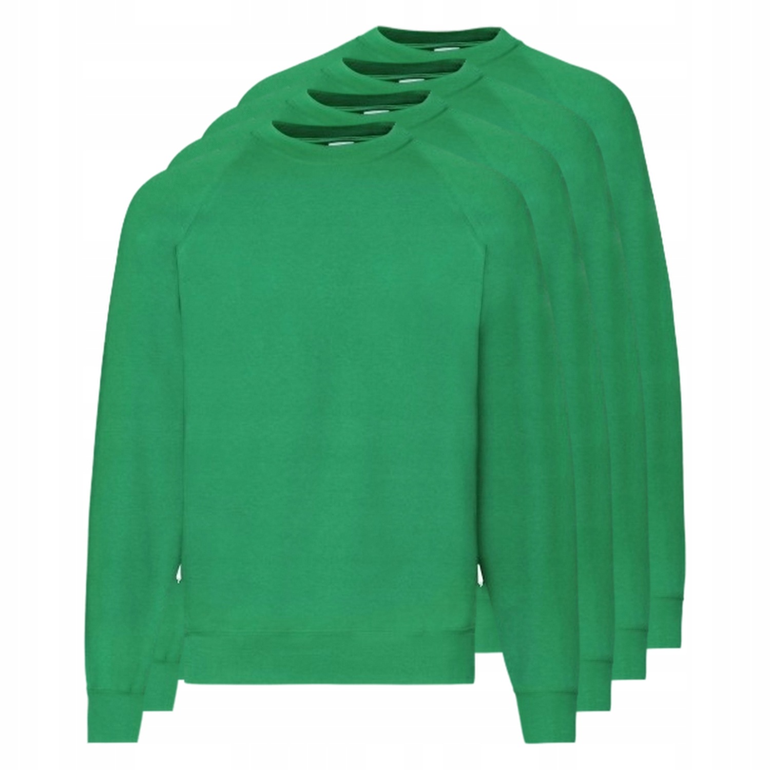 4x Pánská mikina Raglan Sweat Fruit of the Loom Zelená XXL