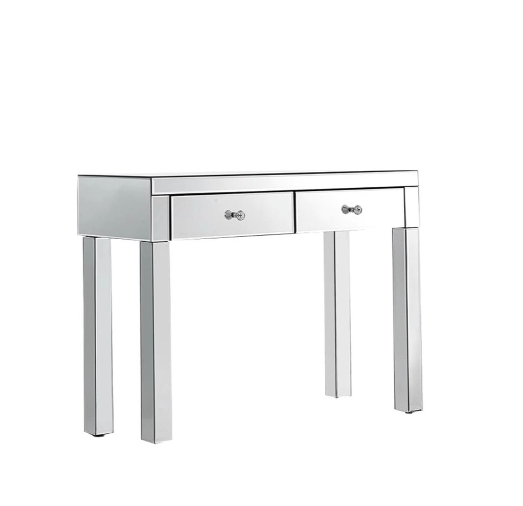 Sklenený zrkadlový toaletný stolík Glamour Konzola Premium 2 zásuvky