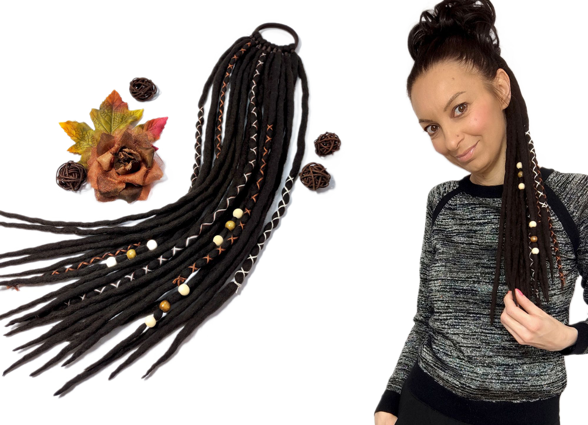 Vlněné pastelky na gumičce, Poník na gumičce, hnědá, Čokoládová Harmonie