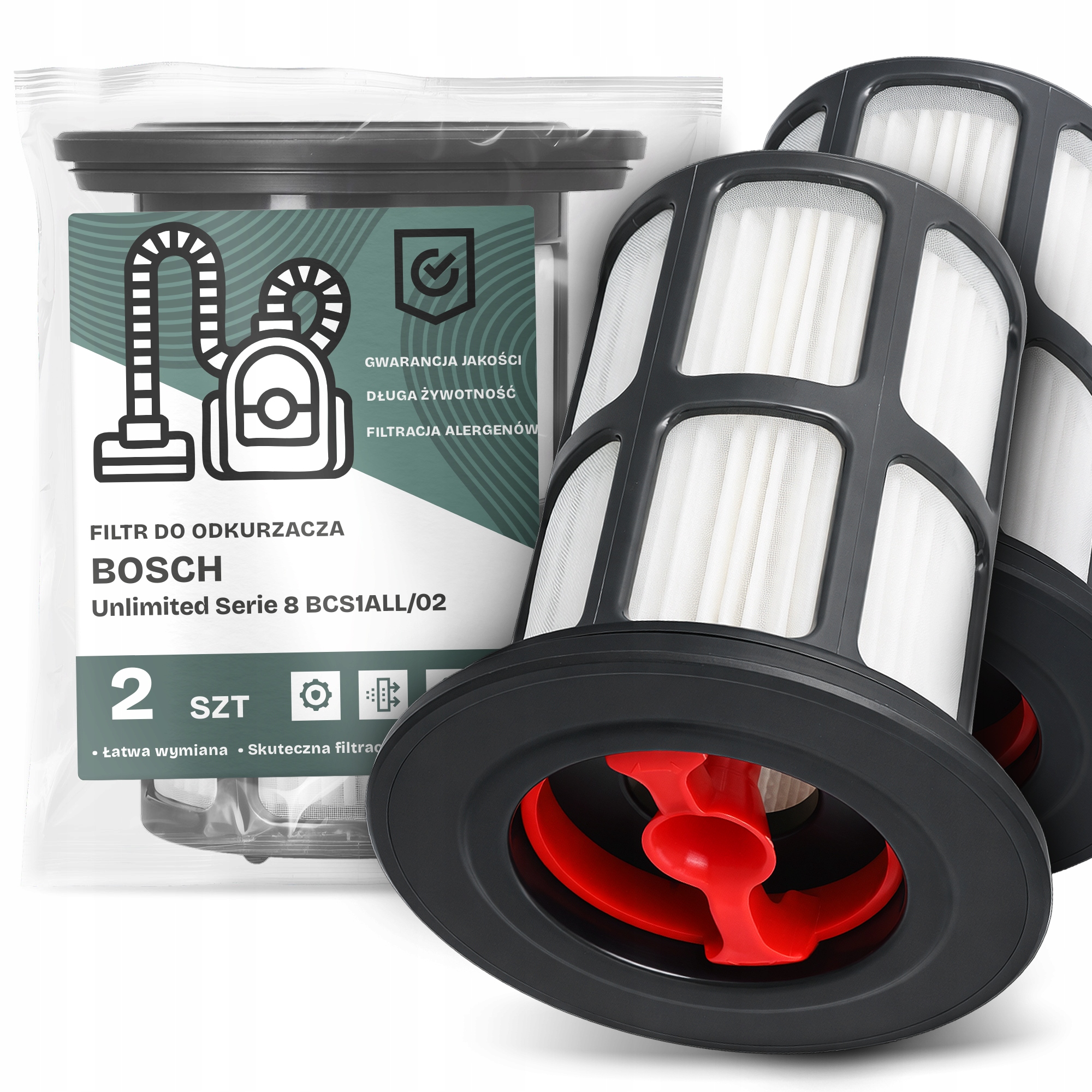 2x Filtr Do Vysavače Bosch Unlimited Serie 8 BCS1ALL/02 Hepa Filtry Em-w