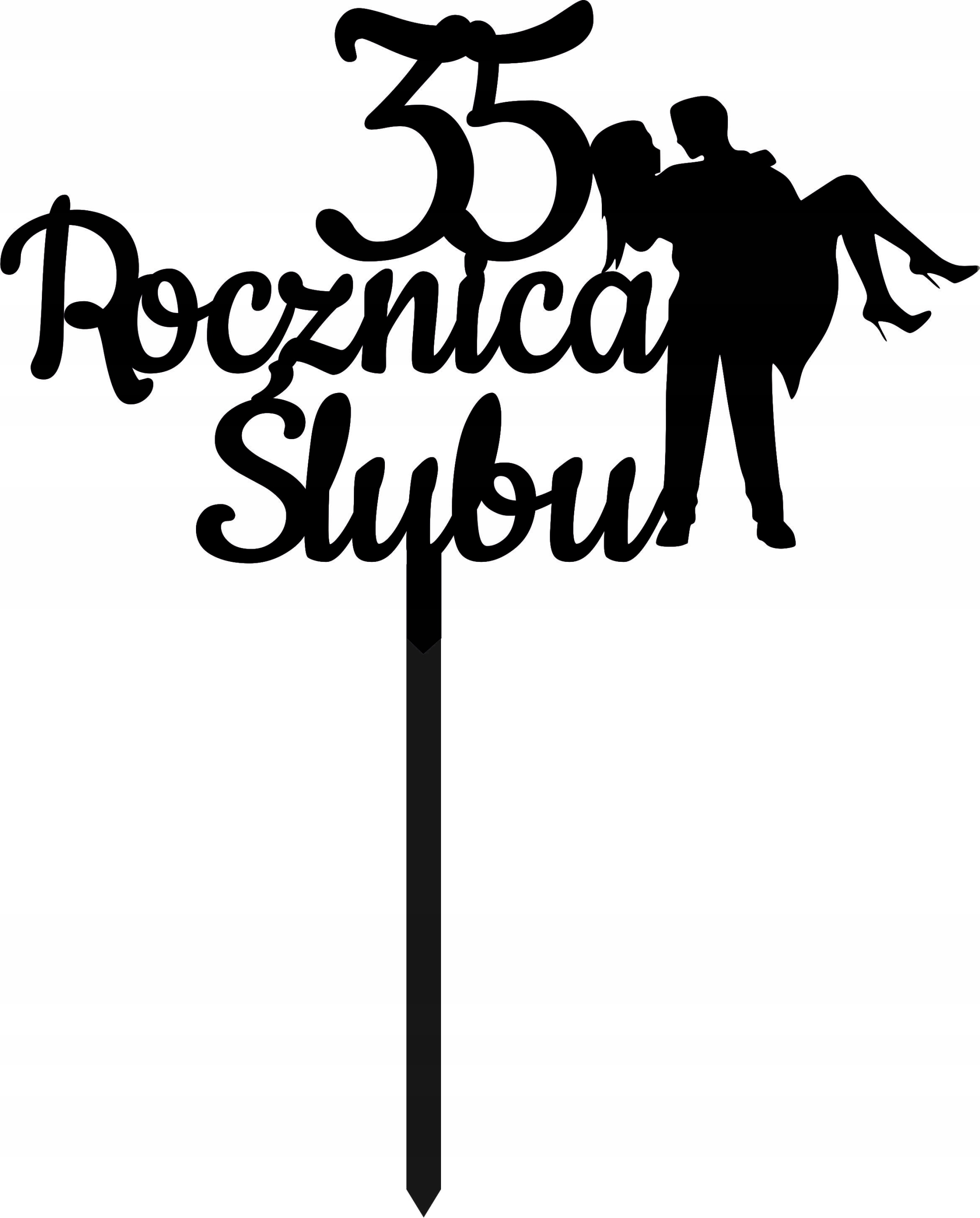 

Czarny Topper Na Tort 35 Rocznica Ślubu Miłość