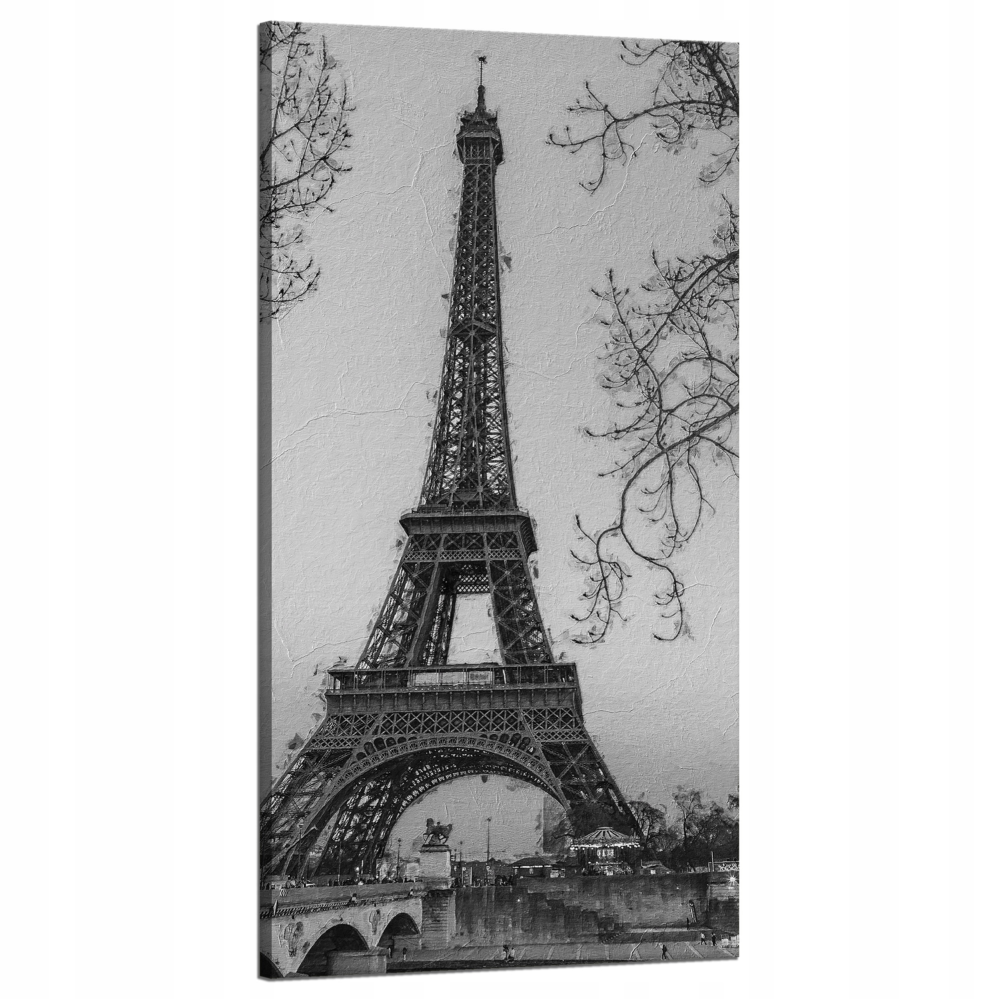 Obraz na plátně Černobílá Eiffelova věž Francie Retro 60x120 cm