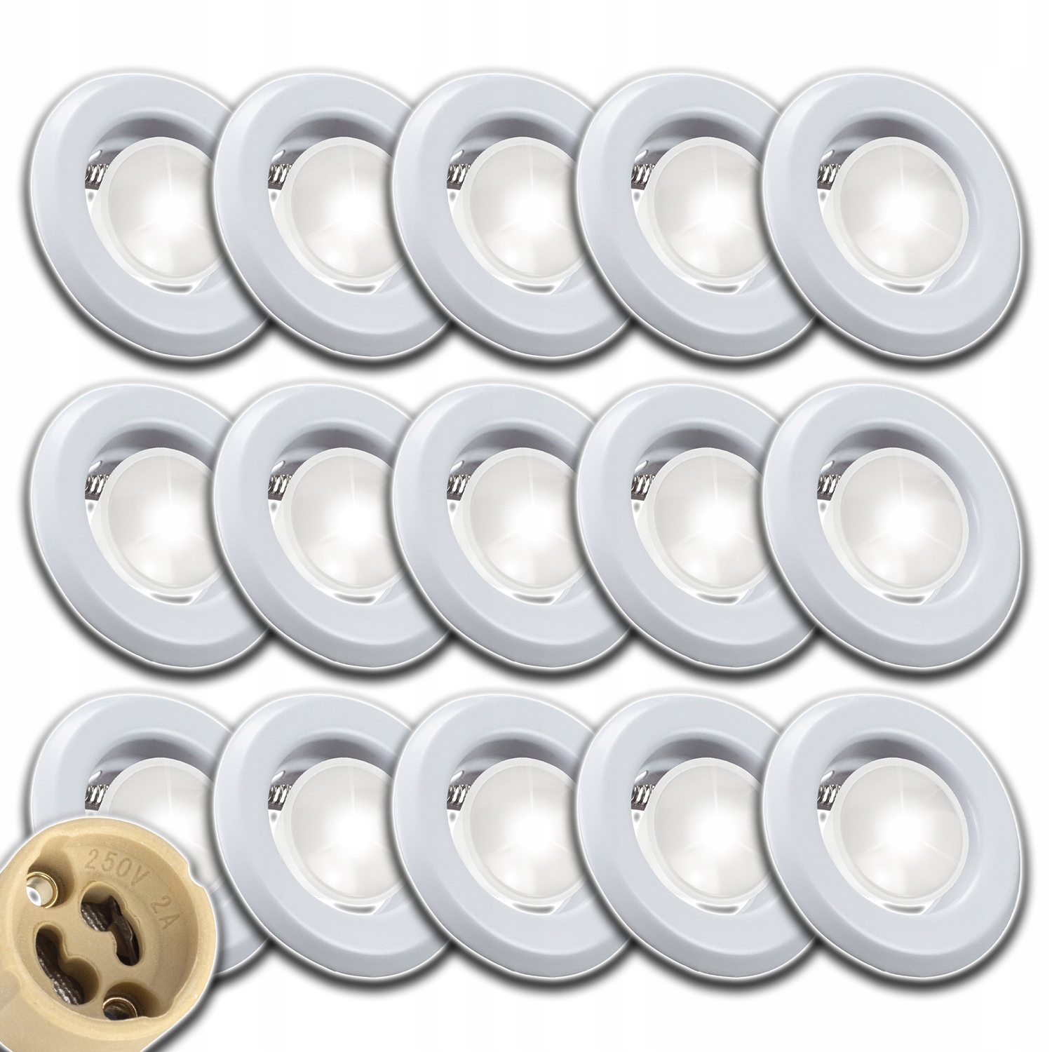15x Stropní Svítidlo Kulaté Bílé Žárovka Gu 10 1,5W Nw Neutrální Zásuvka