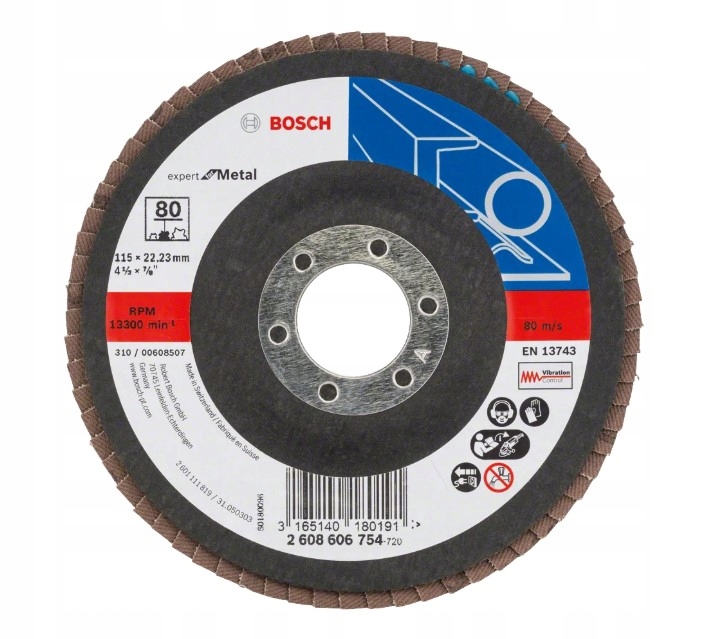 BOSCH TARCZA LISTKOWA LAMELKA DO METALU 125mm G80 Wysoka prędkość szlifu