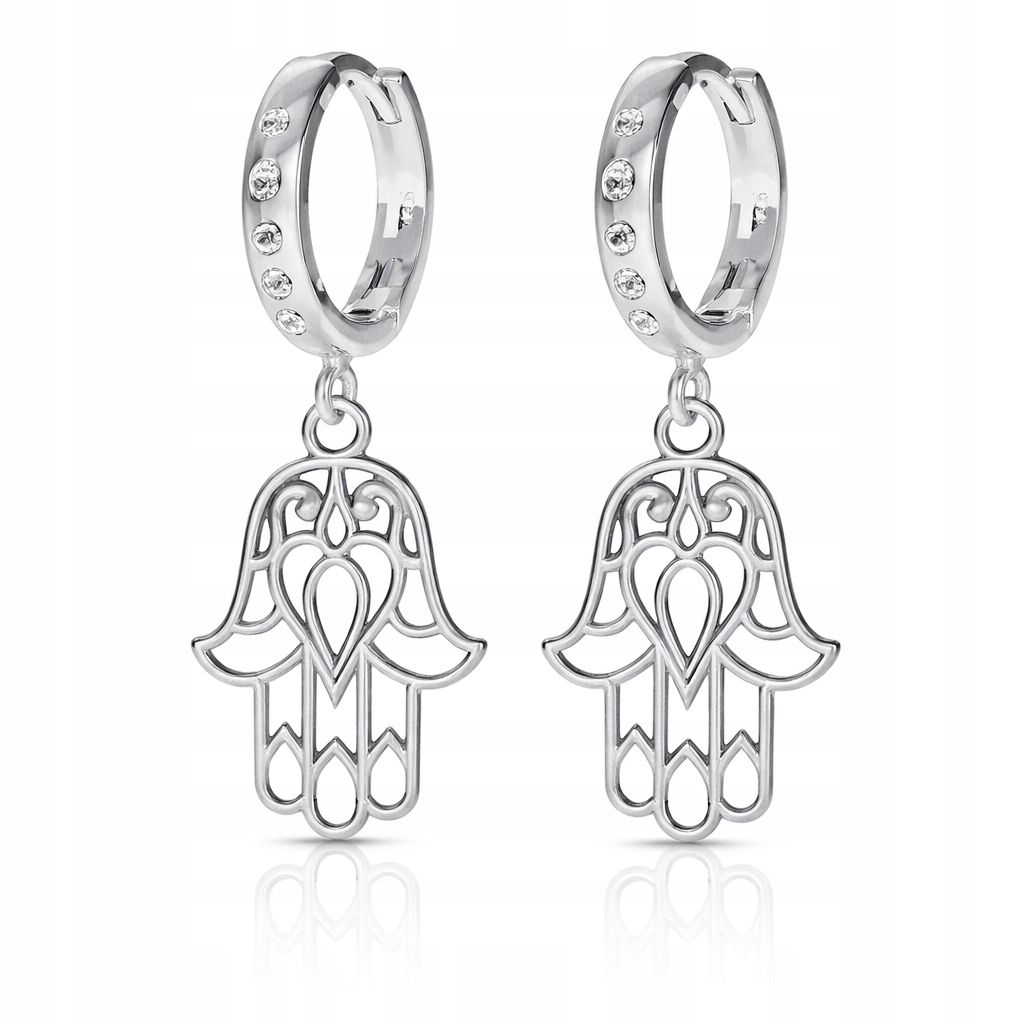 Ruka Fatimy Hamsa Stříbrné náušnice pouta stříbro 925