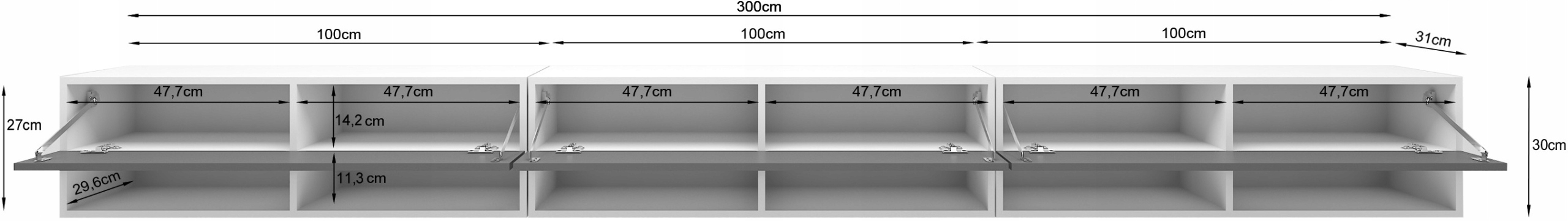 Szafka RTV Lowboard A 300cm KASZMIROWY BEŻ Marka Bratex