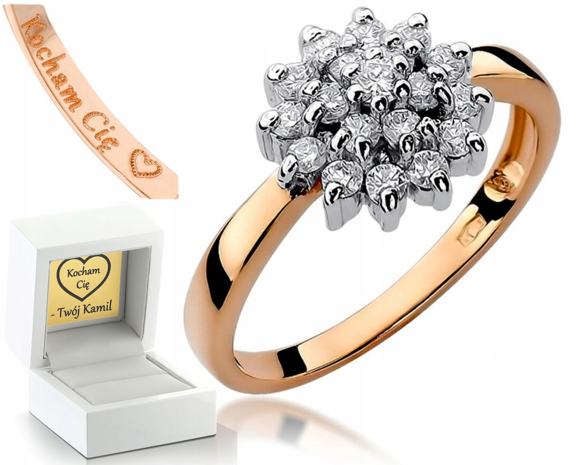 Růžové Zlato Prstýnek S Brilianty Květinka 585