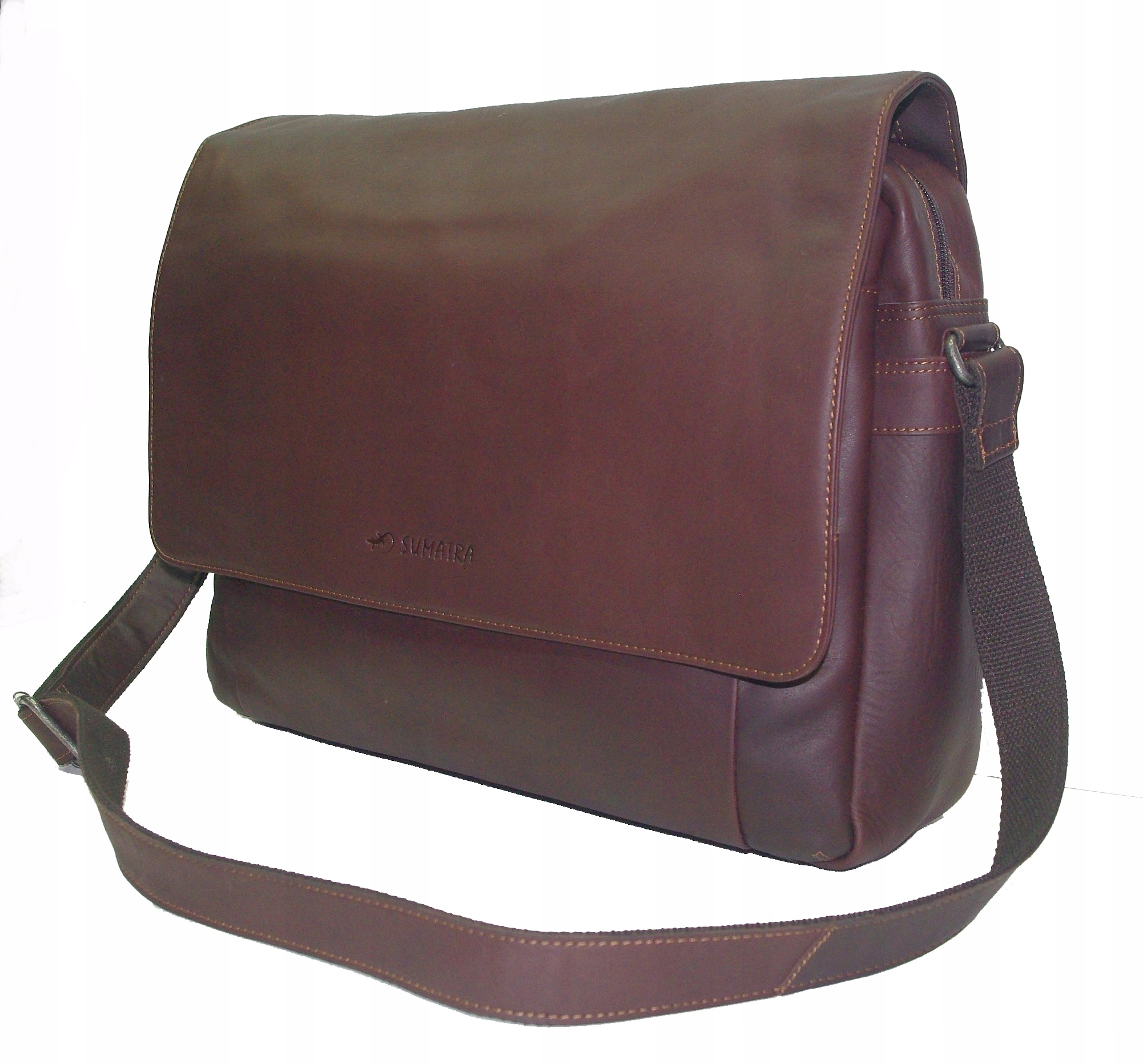 Kožená kabelka přes rameno s prostorem pro notebook hnědá Sumatra