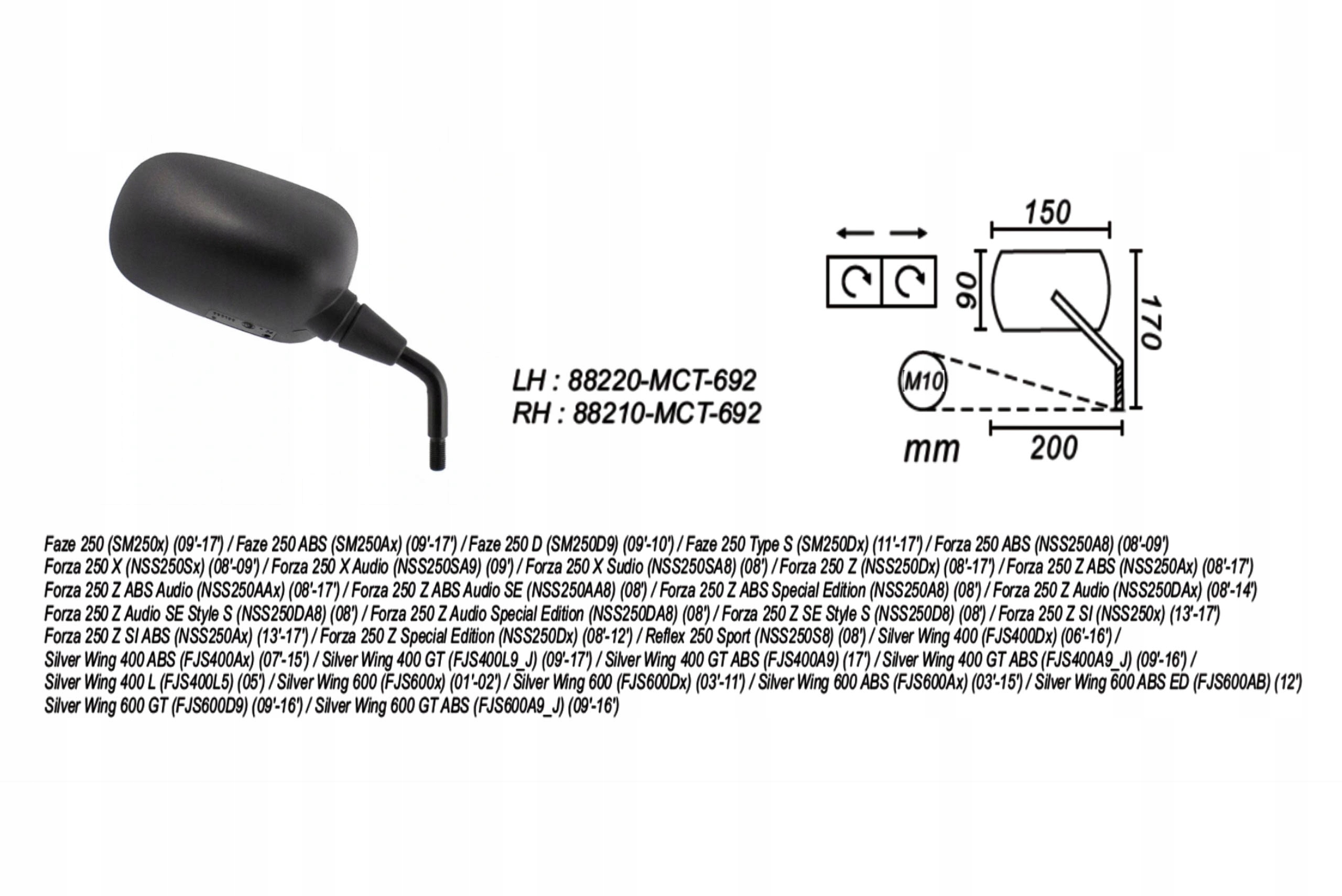Lusterko prawe Power Force Honda Forza 250 Producent Power Force