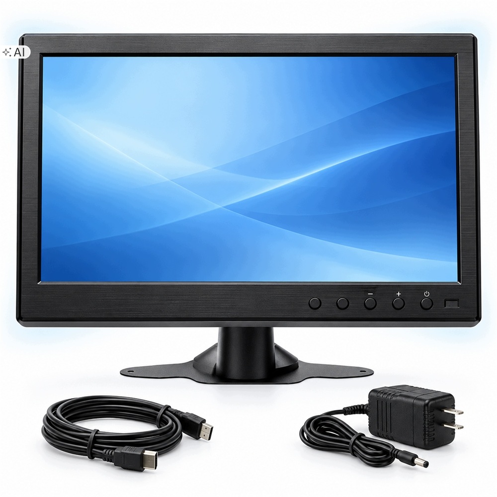 Přenosný LCD monitor 10,1" 1024 x 600 Podstavec Kabel Vga Bnc Usb Hdmi Av