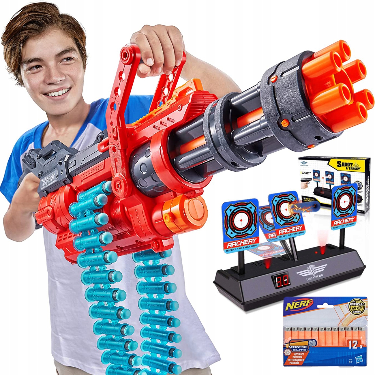 

Omega Minigun +strzałki Nerf Tarcza Liczy Punkty