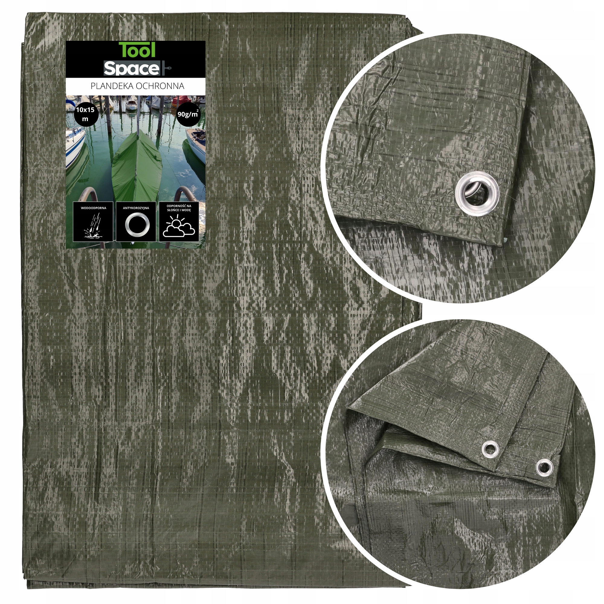Ochranná plachta 10x15 m Krycia plachta Zelená Hrubá 90 g 150 m2 Silná