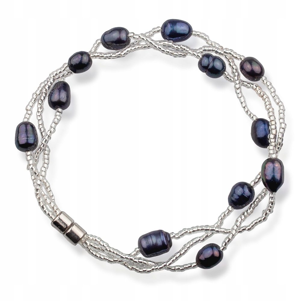 Pletený náramek s tmavými perlami