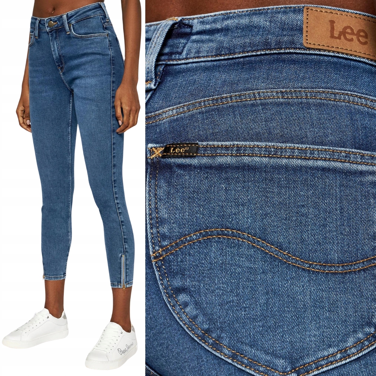 Lee Scarlett High Zip Ely vysoké dámské úzké nohavice kalhoty se zipem 7/8 W26 L33