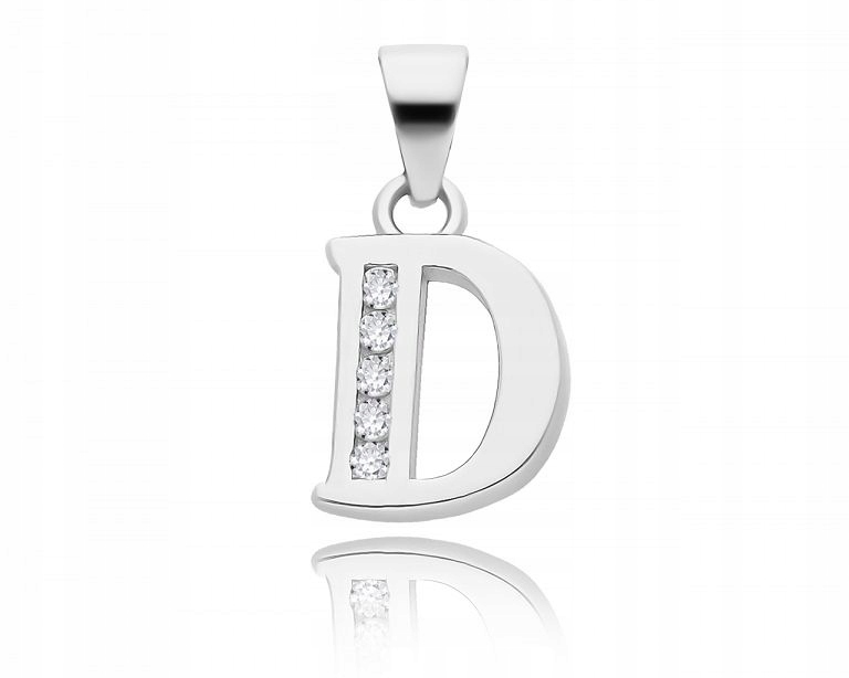 

Zawieszka srebrna literka D wisiorek cyrkonie p925