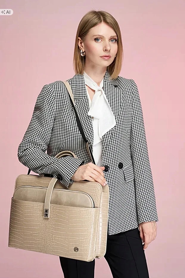 Elegantní Dámská Béžová Lakovaná Kabelka S Vzorem 5IA