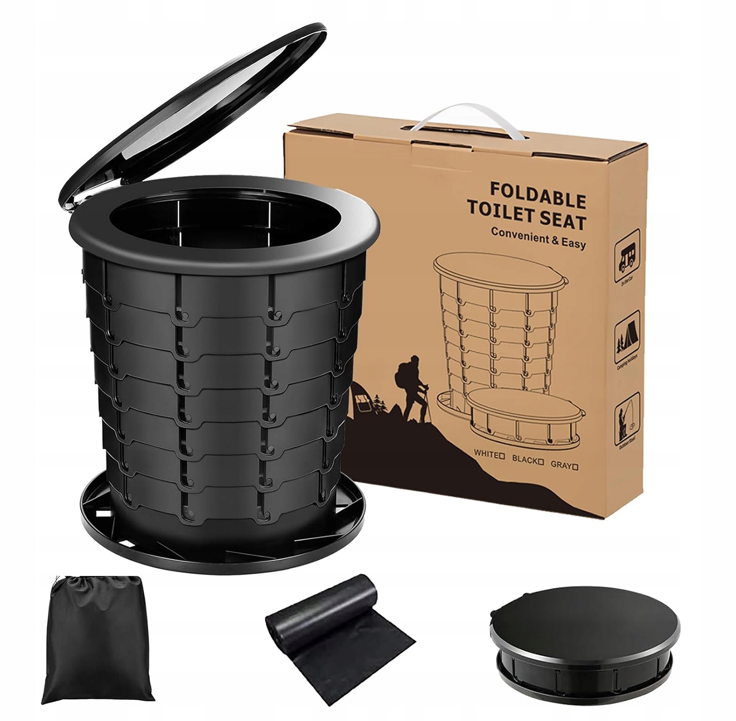 TOALETA PRZENOŚNA TURYSTYCZNA MOBILNE WC NAMIOT DZIAŁKA KEMPING+ WORKI