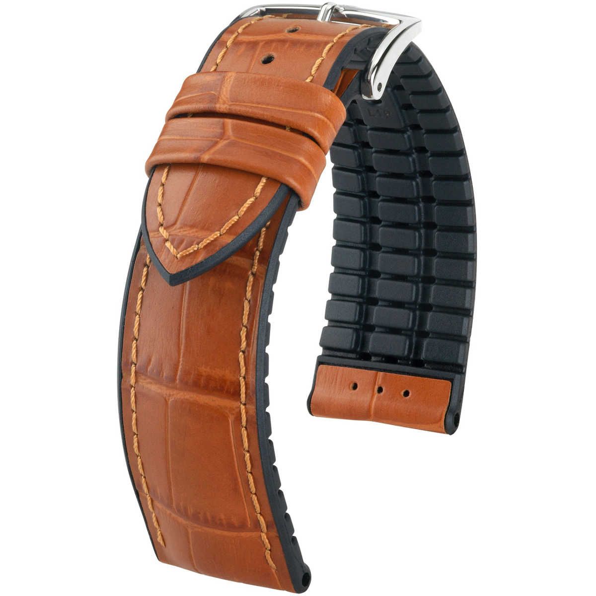 Medově hnědo-černý kožený opasek 18 mm Hirsch Paul 0925028075-2-18 (L)