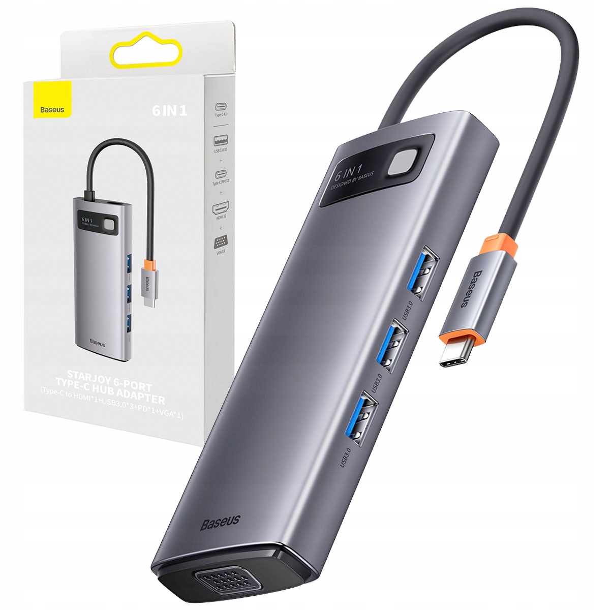 

Baseus Hub Usb Typ C 1x Hdmi 3x Usb 1x Pd 1x Vga