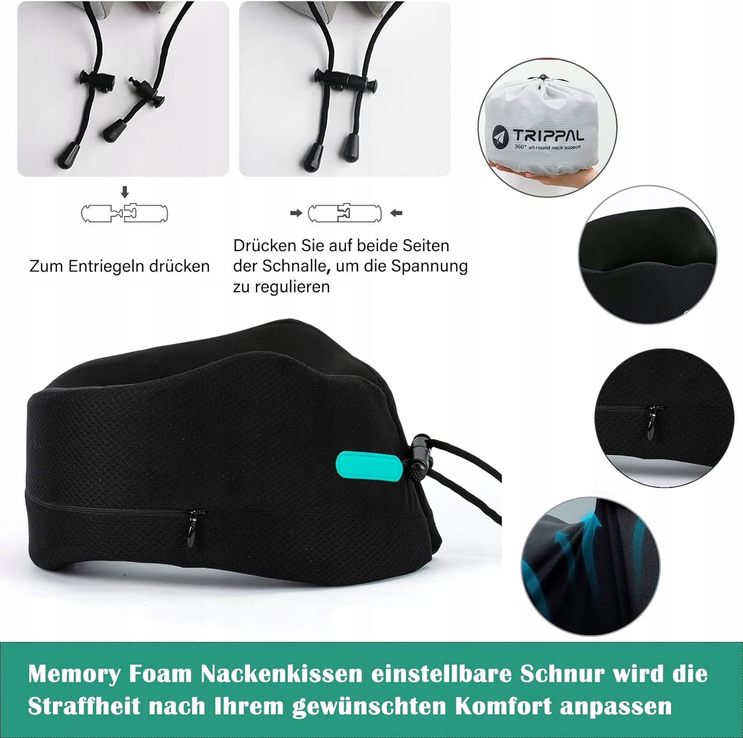 PODUSZKA PODRÓŻNA DO SPANIA, PODUSZKA POD SZYJĘ Z PAMIĘCIĄ KSZTAŁTU Marka bez marki