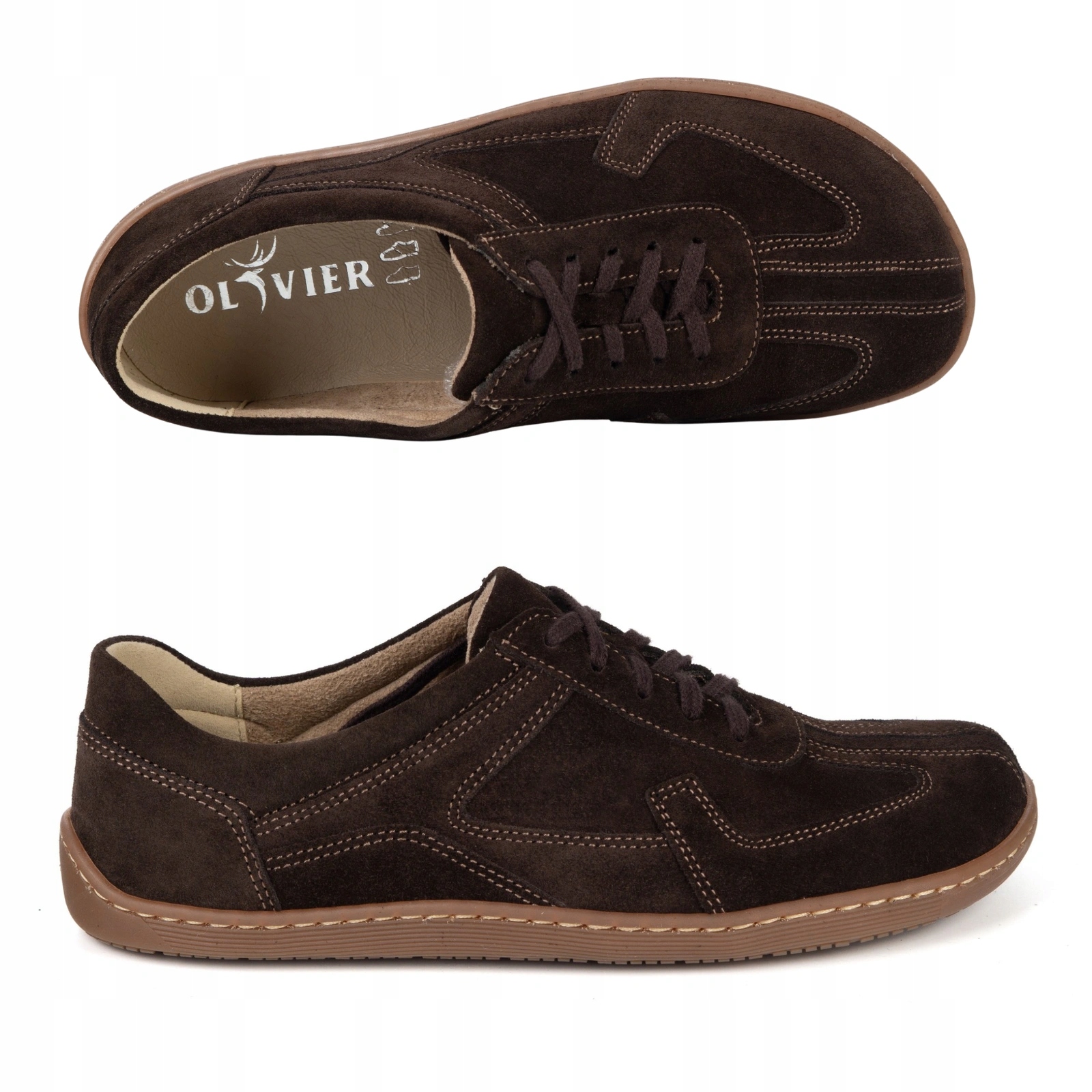Dámské minimalistické kožené tenisky Olivier 1321 hnědé, velurové, velikost 42