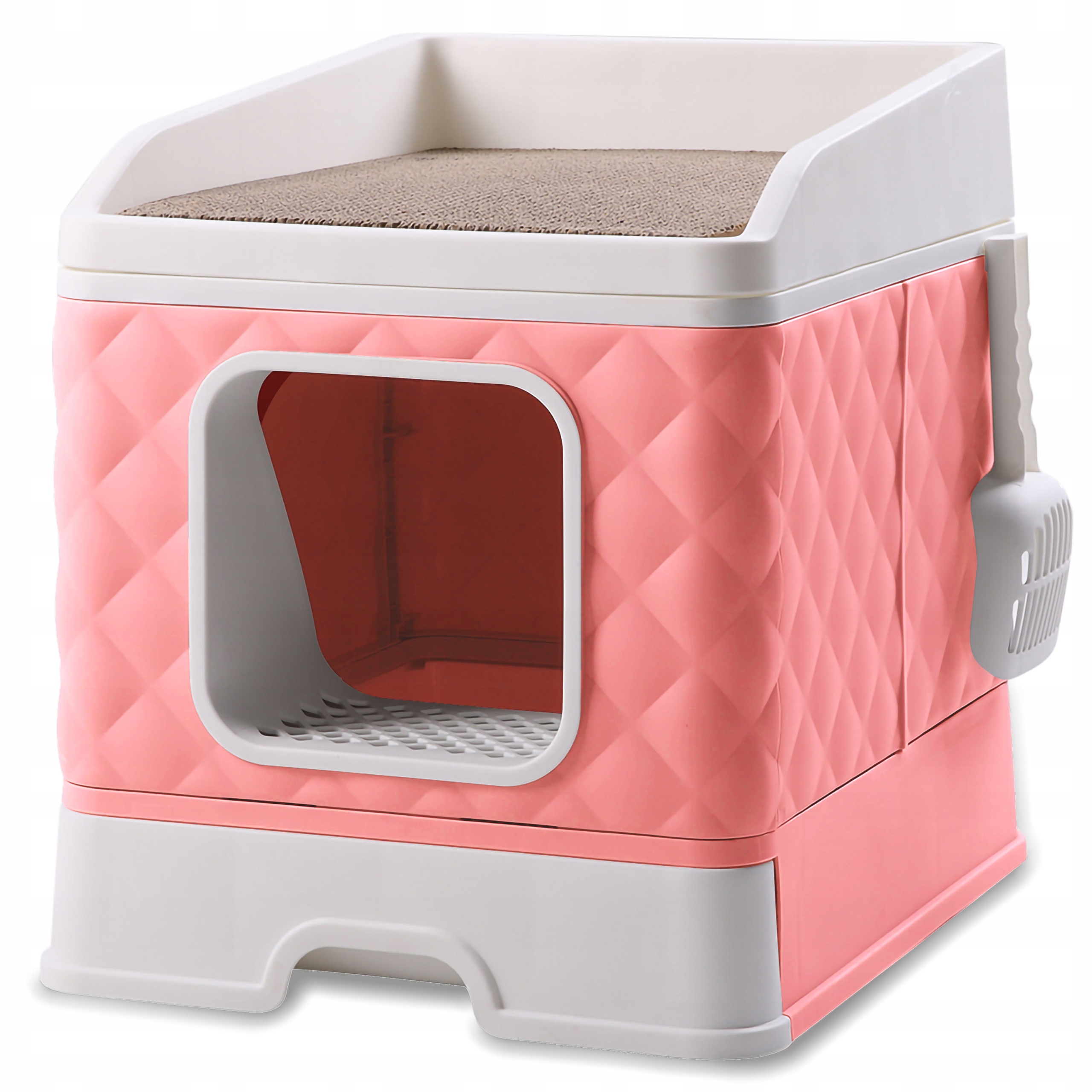 Levně Uzavřená Toaleta Pro Kočky S Škrabadlem A Výsuvnou Zásuvkou A Lopatkou