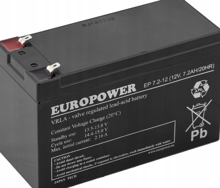 Akumulator Bateria Agm Vrla Europower Ep 12V 7,2Ah 7Ah 7.2-12 7,2-12 EP7,2