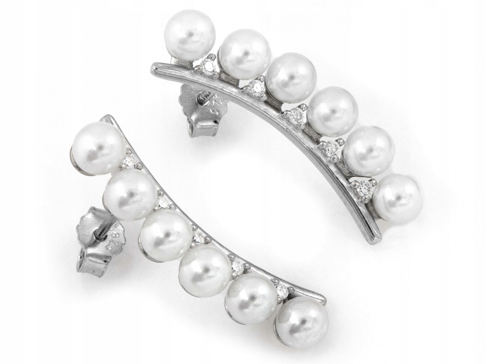 Dámské stříbrné náušnice 925 zirkon 2.12 g šířka 5.6 mm, módní, elegantní