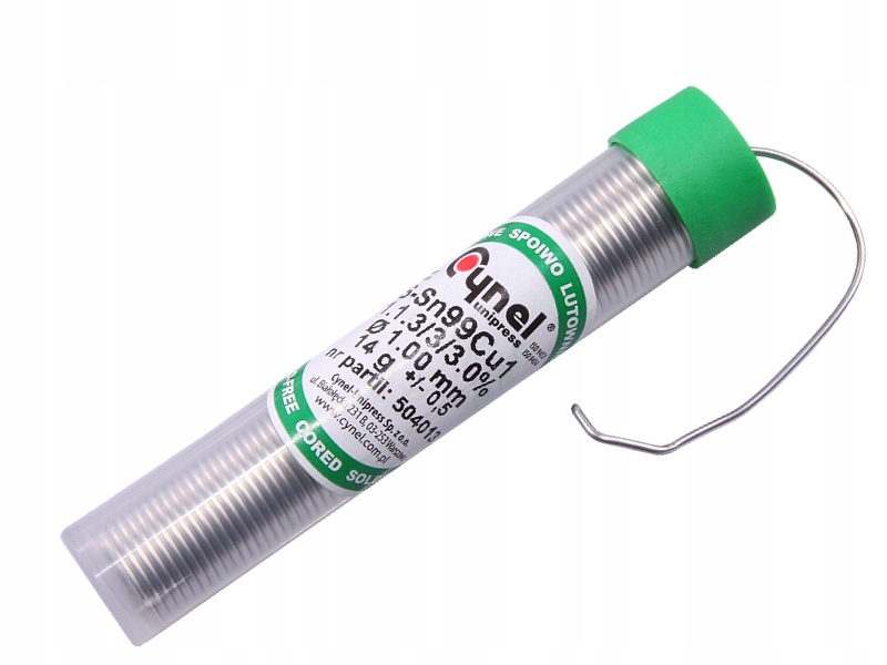 

Cyna bezołowiowa 10gram Sn99Cu1 1mm fiolka