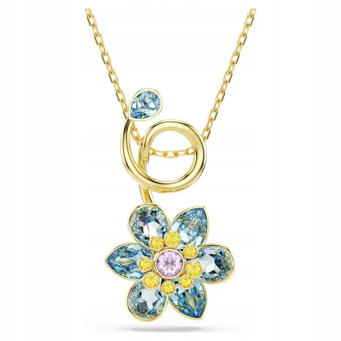 Náhrdelník Swarovski Idyllia Květ křišťál modrý ocel pozlacená pravidelně