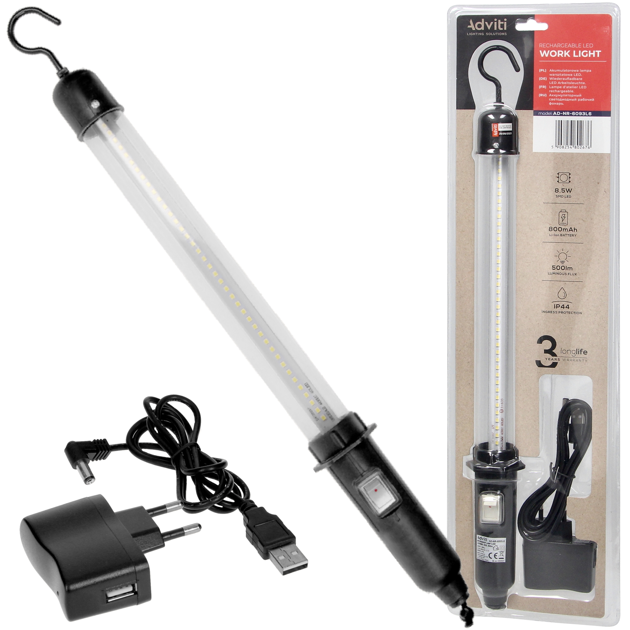 

Lampa Warsztatowa Led Akumulatorowa Hak 8,5W IP44