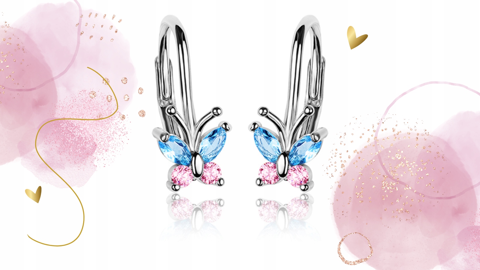 KOLCZYKI SREBRNE MOTYLKI DLA DZIEWCZYNKI DZIECI ANGIELSKIE SREBRO 925 Stan opakowania oryginalne