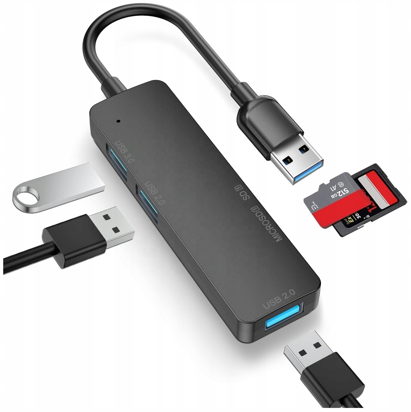 

Rozgałęźnik Rozdzielacz Portów Hub Usb 3.0 MicroSD