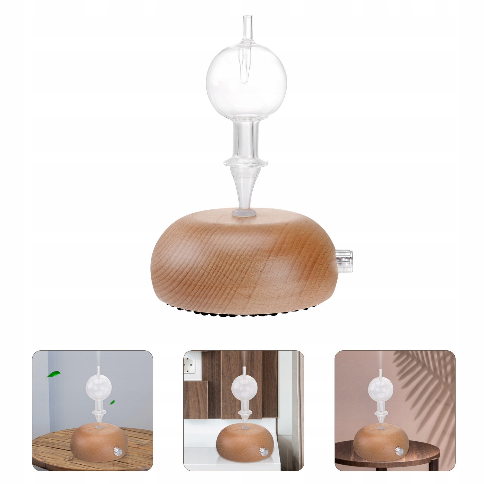 1 Ks Dřevěný Aroma Difuzér S Led Osvětlením A Nastavením Mlhy