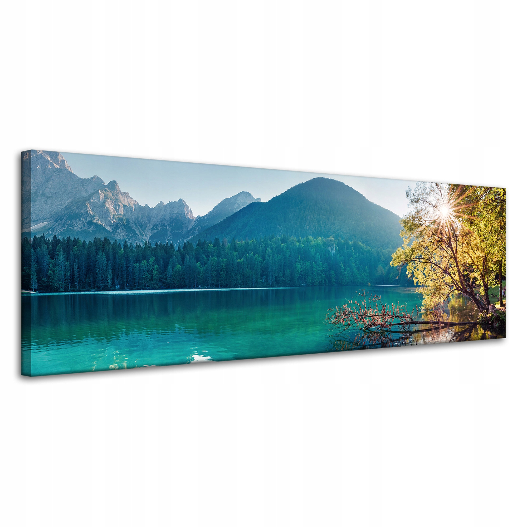 Obraz na plátně Slunce nad horami Jezero Voda Klid 120x40 cm