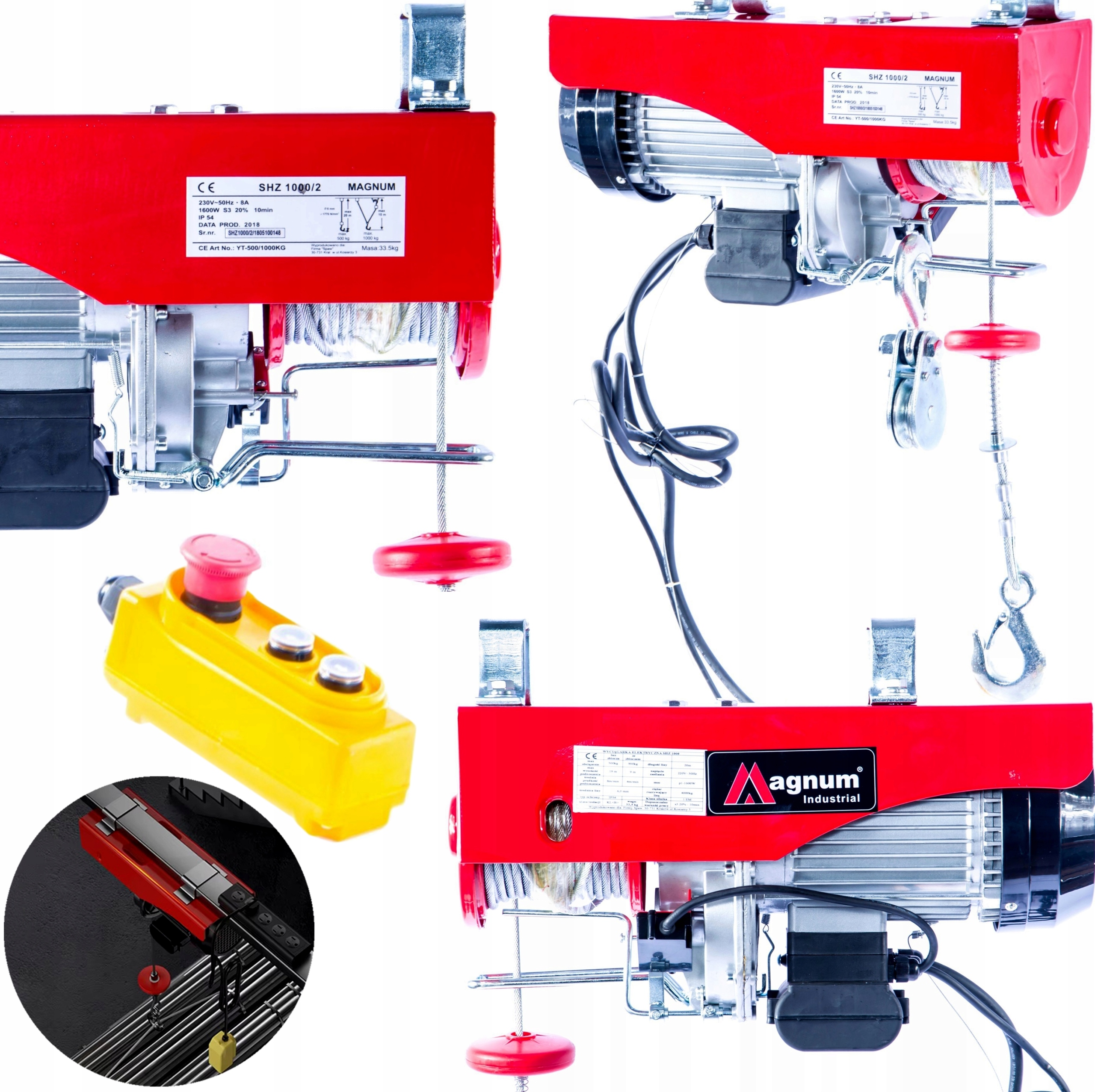 Profesionální Lanový Naviják Magnum Shz 1000 Wp 1000 Kg, Kabelové Dálkové Ovládání