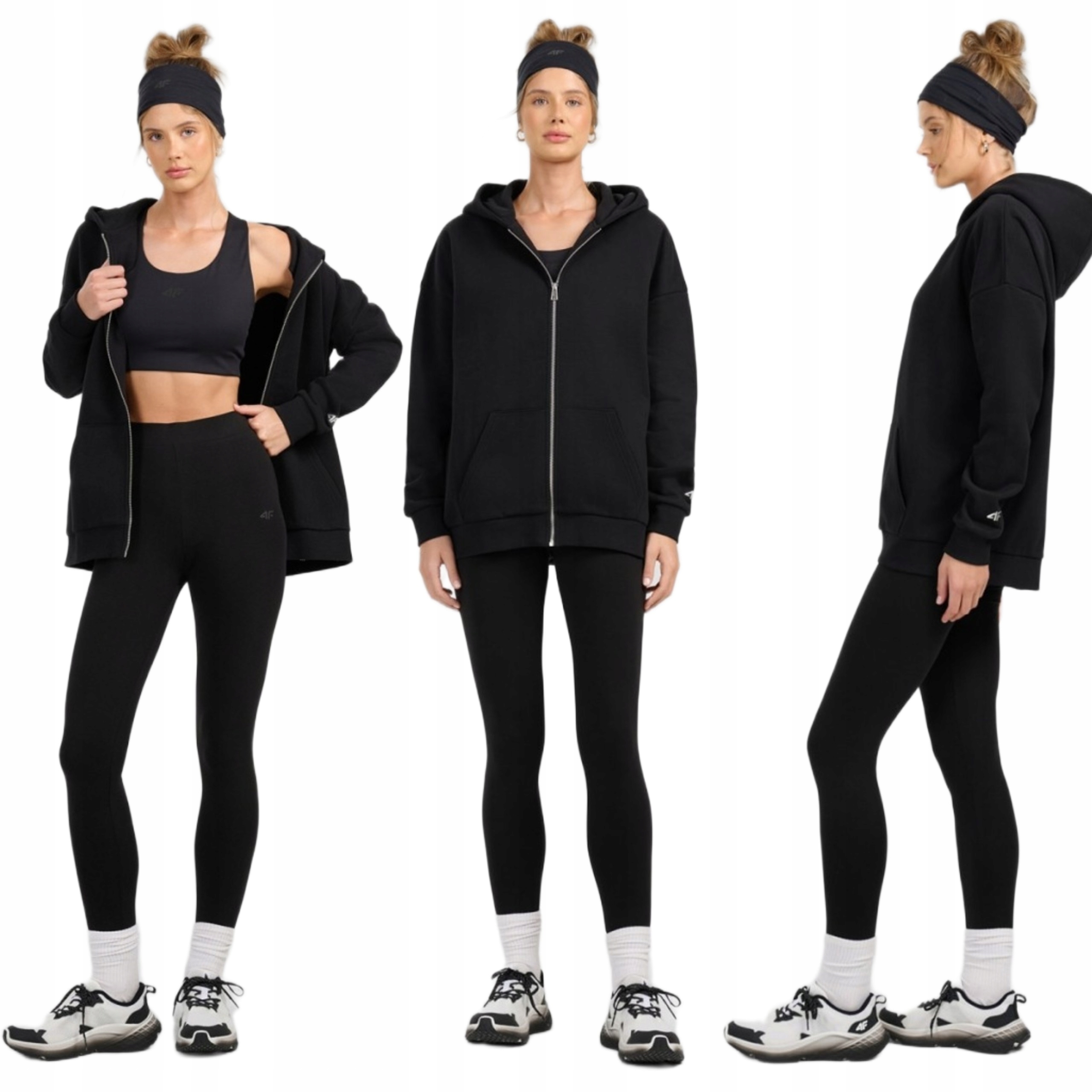 Legginsy 4F damskie dzianinowe do jogi i pilatesu Czarny r. Xs