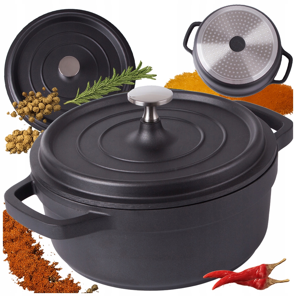 Hrnec Pekáč Na Vaření Pečení Non Stick Indukce Plyn Víko 4L