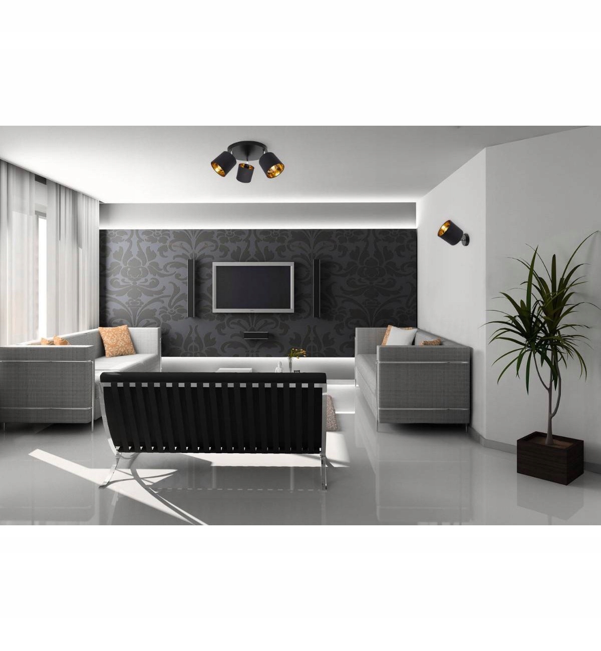 LAMPA ŚCIENNA, SUFITOWA KINKIET ZŁOTA PLAFON LED Rodzaj gwintu E27