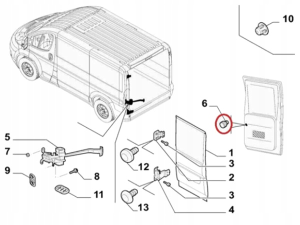 PRZYCISK GUZIK DRZWI TYŁ Ducato Boxer Jumper 2006- Typ samochodu Samochody dostawcze
