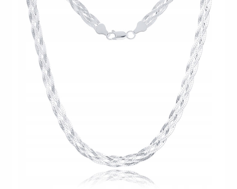 Stříbrný Řetízek Dámský copánek Široký délka 55 cm ryzost 925