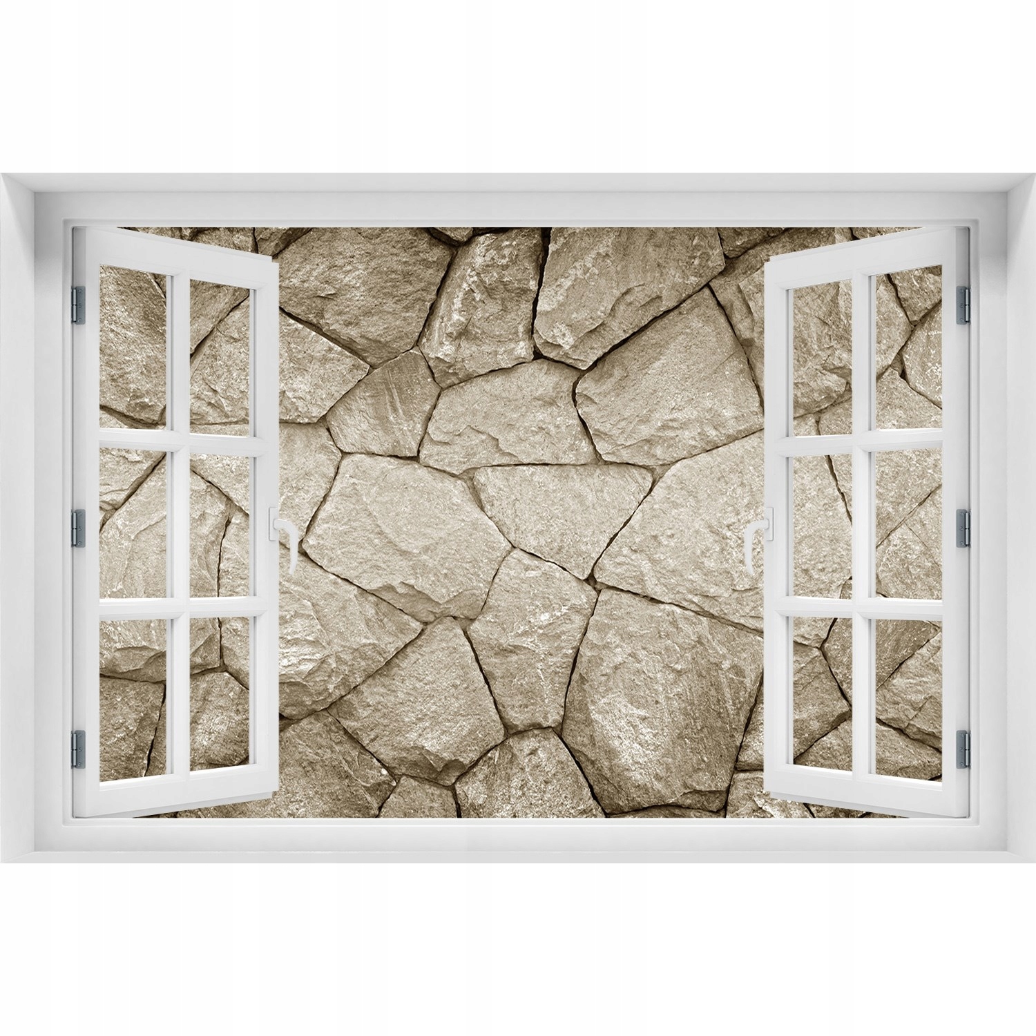 

3D Okno Naklejka na ścianę Ściana z kamienia 90x60