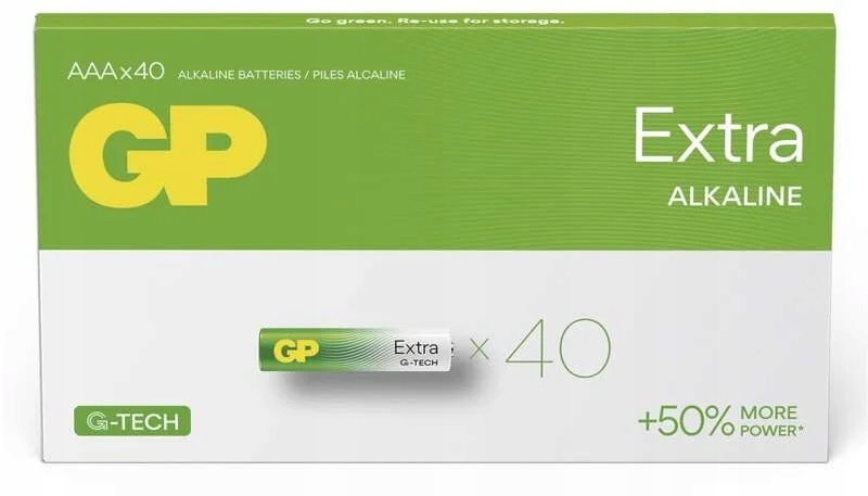 40 szt BATERIE ALKALICZNE GP Extra G-TECH R3 AAA paluszek Symbol baterii AAA (R3)