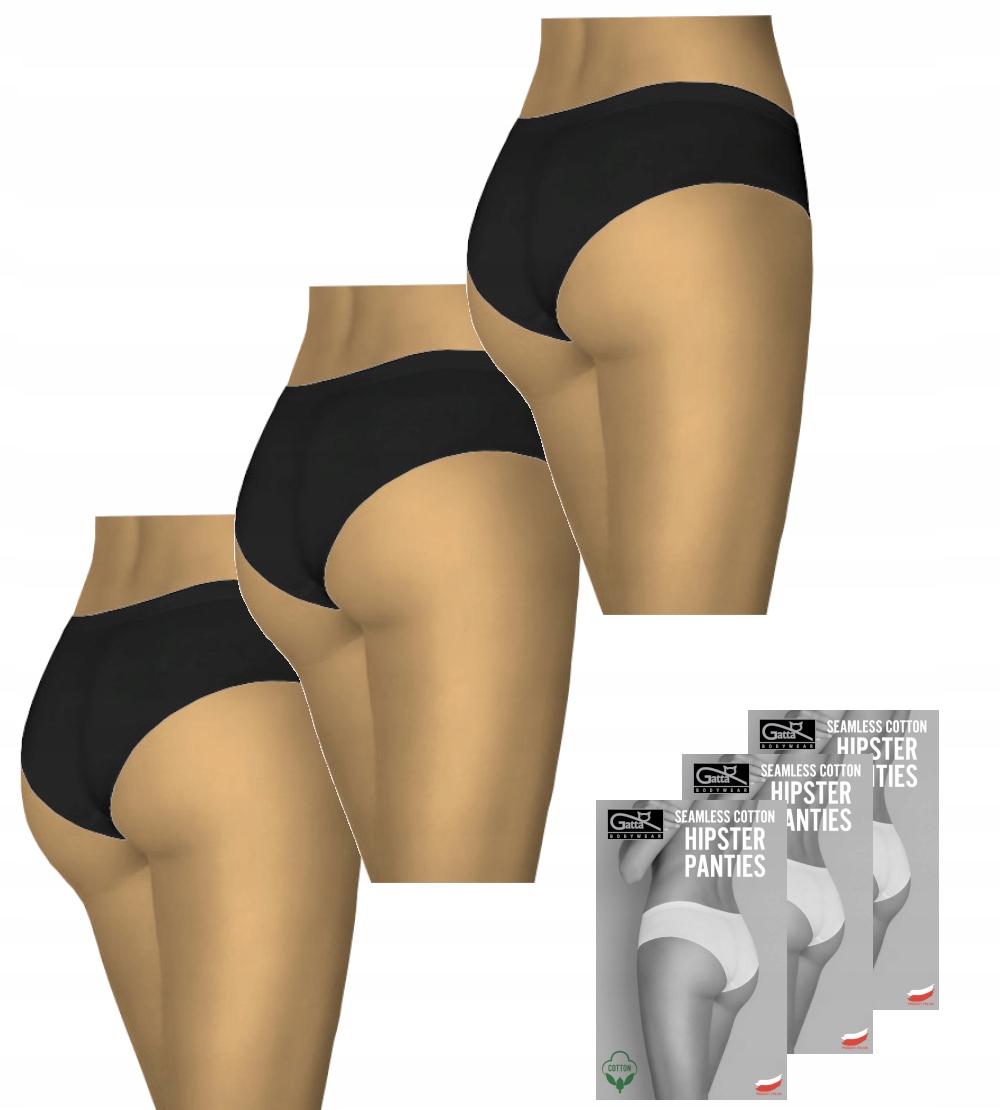 

Bezszwowe Hipstery Panty Gatta |3-PACK| Czarny | L